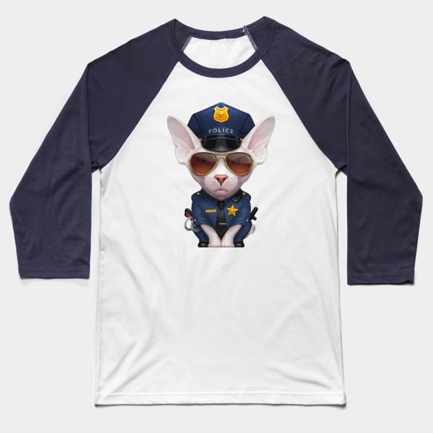 White Sphynx Cat Police Officer Baseball T-Shirt by stonemask